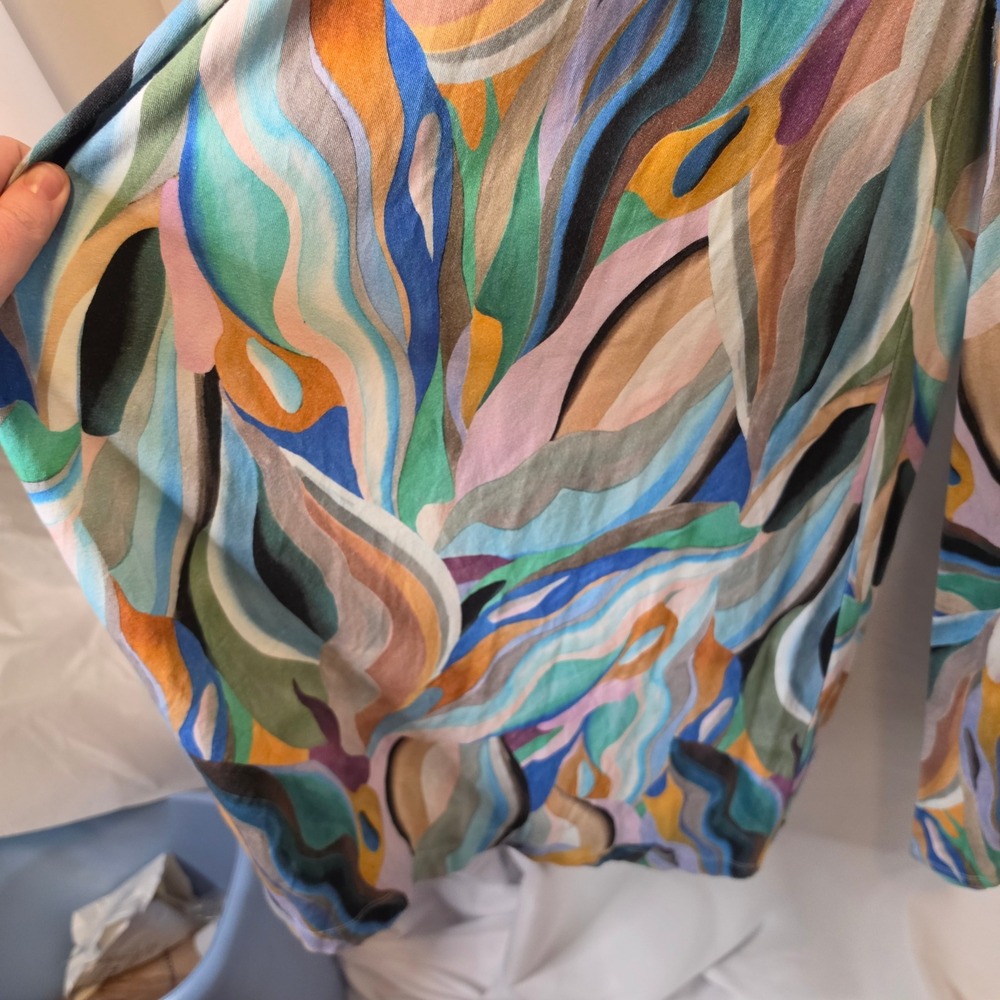 Soft Surroundings Jumpsuit Small Multicolor Abstract Swirl Boho Artsy 2DC76 - Picture 4 of 9
